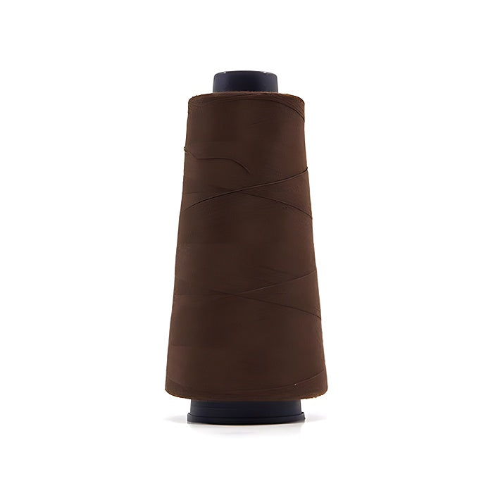Dark brown overlocking thread cone.