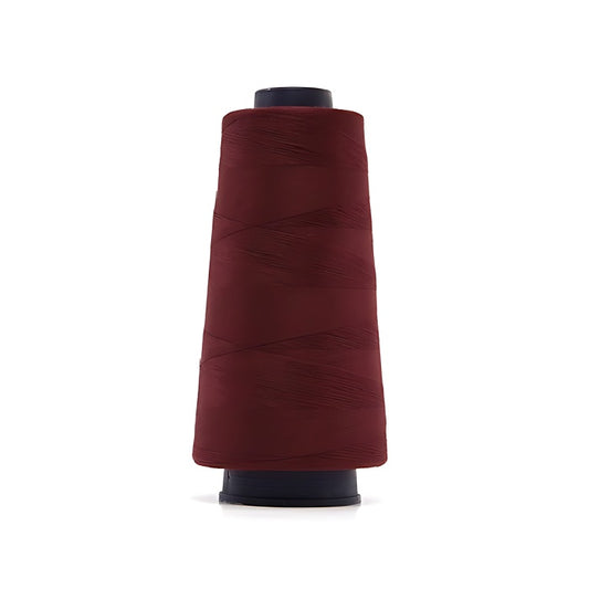 Burgundy overlocking thread cone.