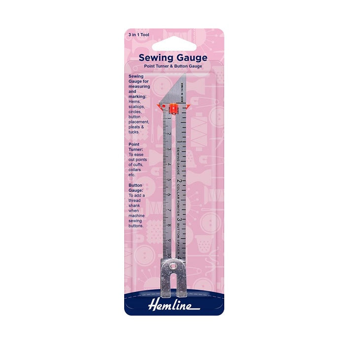 Sewing gauge with Hemline branding.