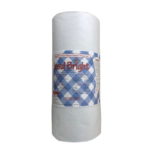 Roll of insulating fabric with Insul-Bright branding.
