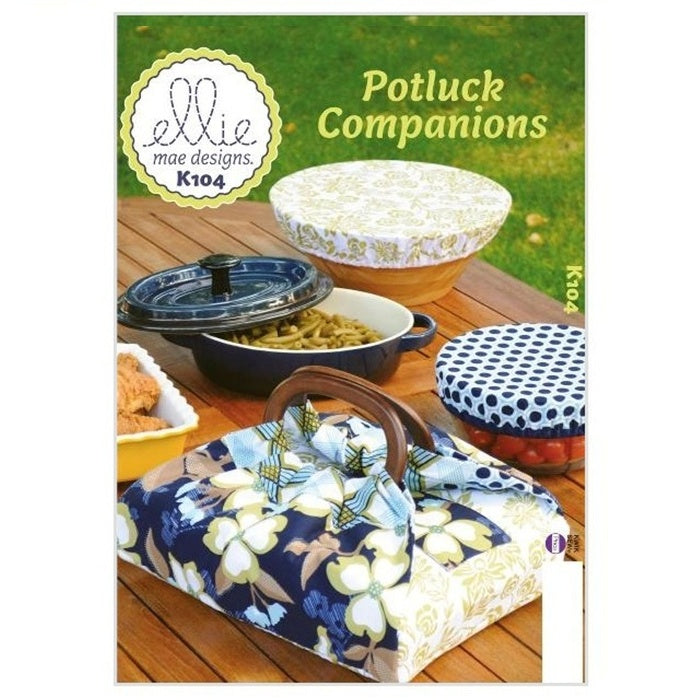 Sewing pattern cover with casserole carrier and fabric bowl covers.