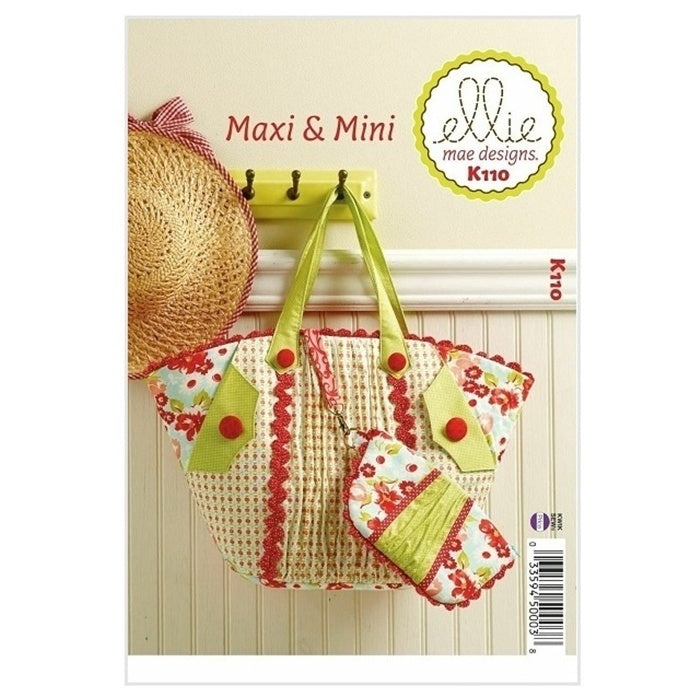 Sewing pattern cover with large and small tote bags.