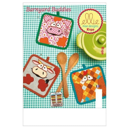 Sewing pattern cover with animal themed potholders.
