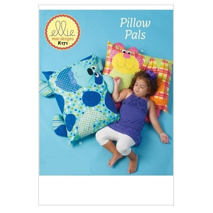 Sewing pattern cover with infants animal pillows.