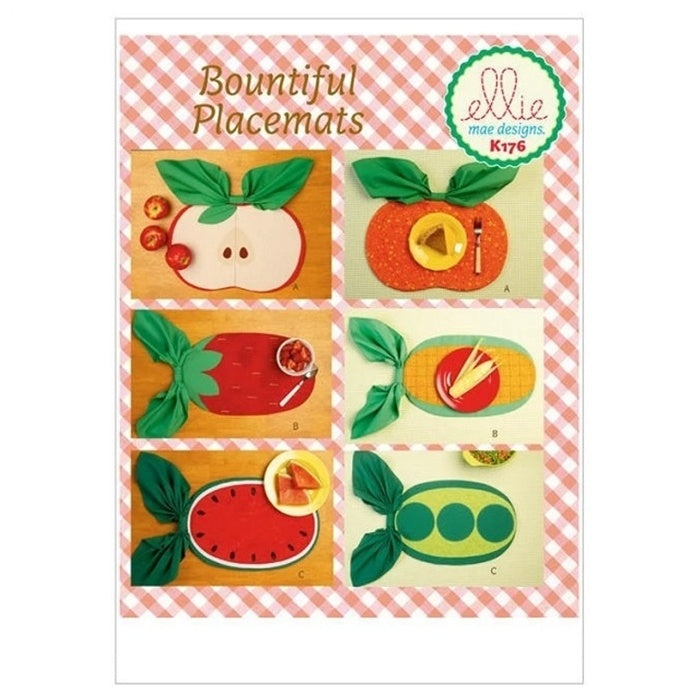 Sewing pattern cover with colourful fruit themed placemats.