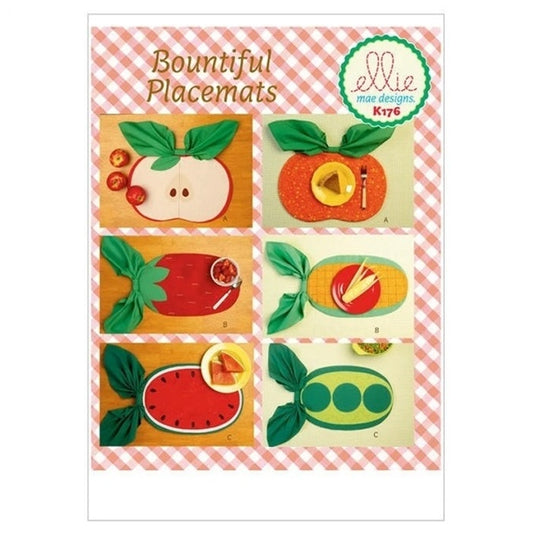 Sewing pattern cover with colourful fruit themed placemats.