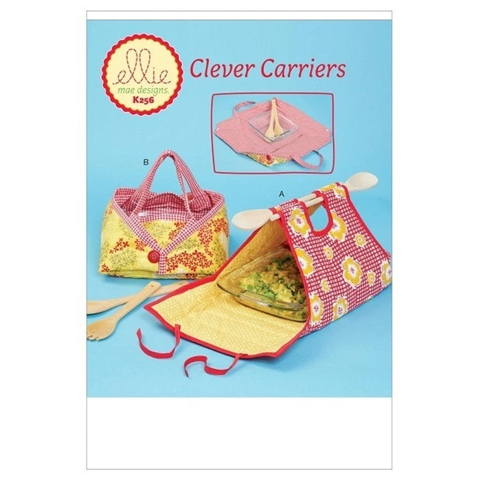 Sewing pattern cover with floral patterned casserole carriers.