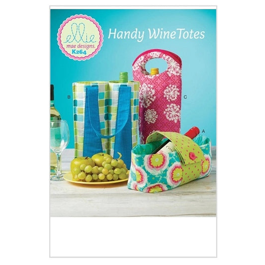 Sewing pattern cover with wine carriers in three designs.