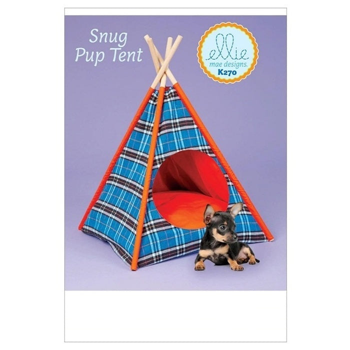 Sewing pattern cover with tee pee shaped plaid pet tent.