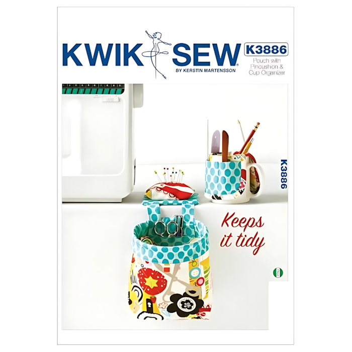 Sewing pattern cover with sewing room organisers.