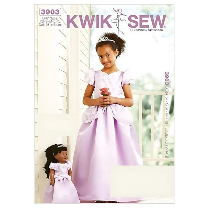 Pattern cover with girls and dolls matching  princess dresses.