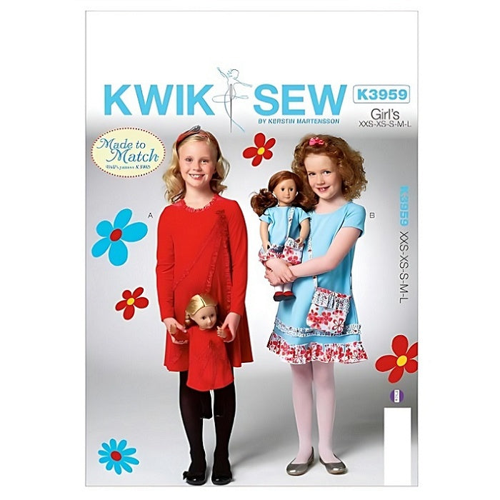 Pattern cover with girls and dolls matching ruffled dresses.