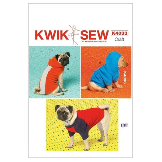 Sewing pattern cover with dogs wearing a coat and tshirt.