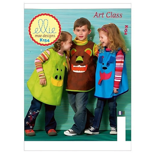 Pattern cover with children wearing animal themed aprons.
