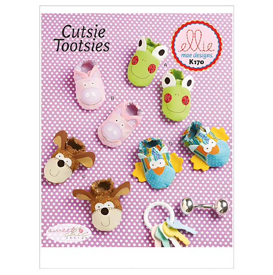 Pattern cover with animal themed baby booties.