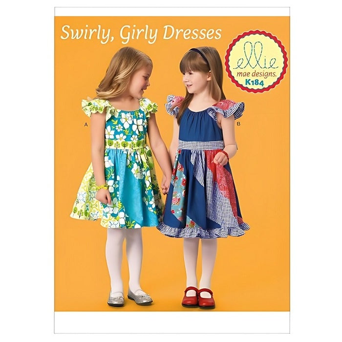 Pattern cover with childrens multicoloured pieced dresses.