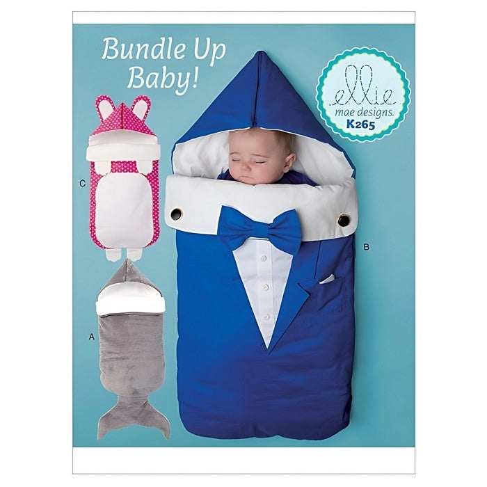 Pattern cover with babies sleeping bags in three designs.