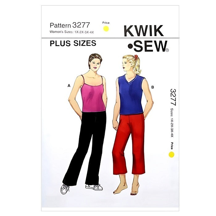 Sewing pattern cover with womens sleeveless top and pants.