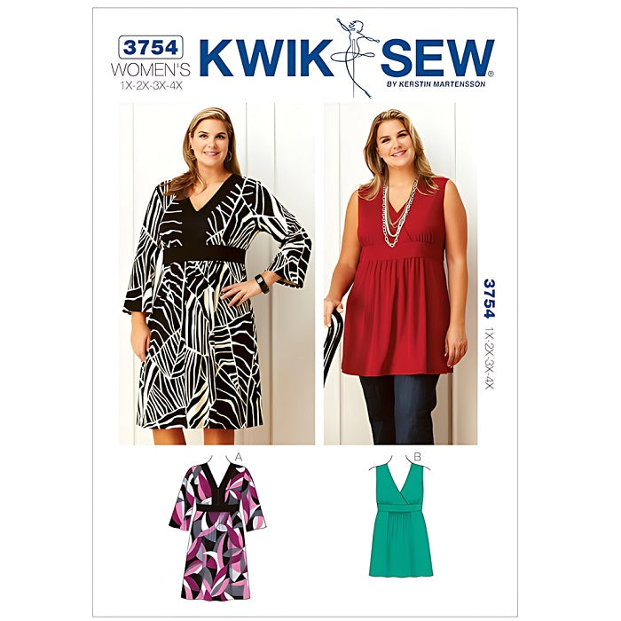 Sewing pattern cover with womens tunic in two lengths.
