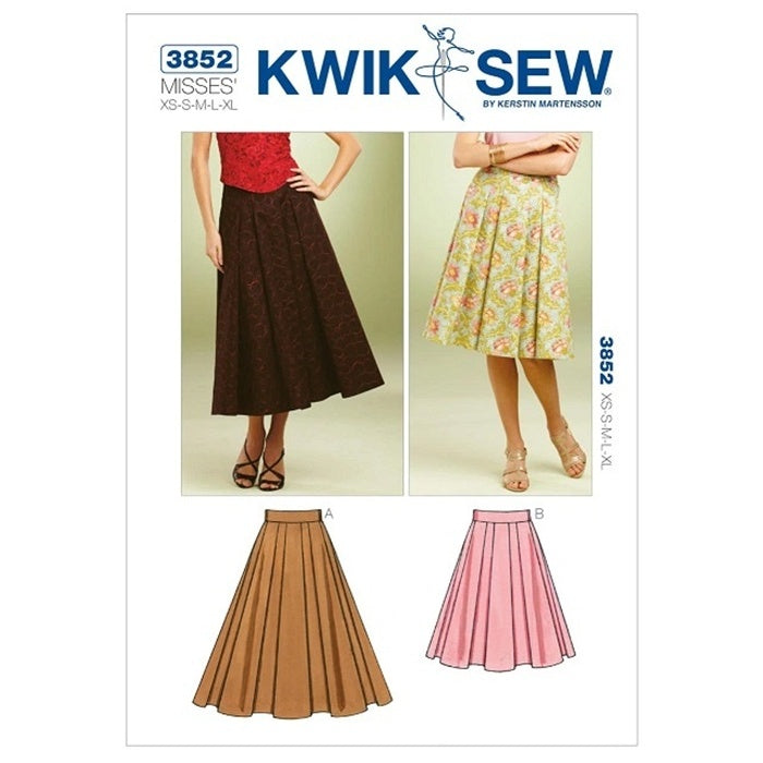 Sewing pattern cover with misses full pleated skirt.