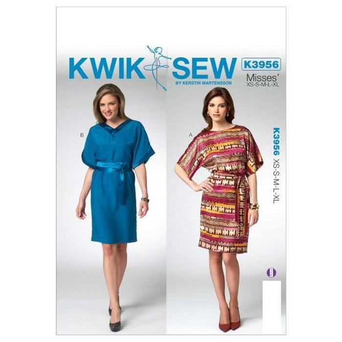 Sewing pattern cover with misses dresses with dolman sleeves.