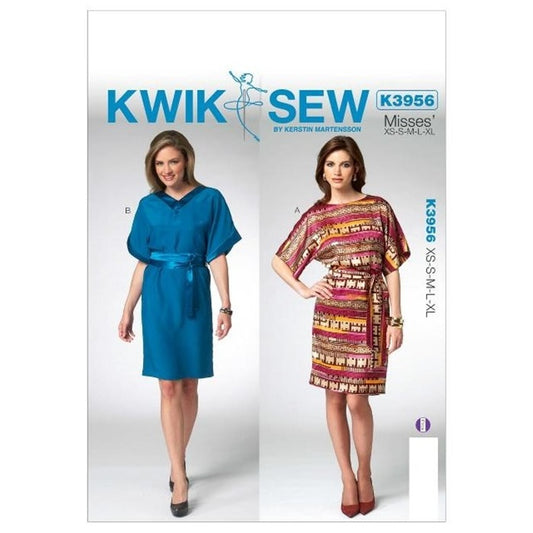 Sewing pattern cover with misses dresses with dolman sleeves.