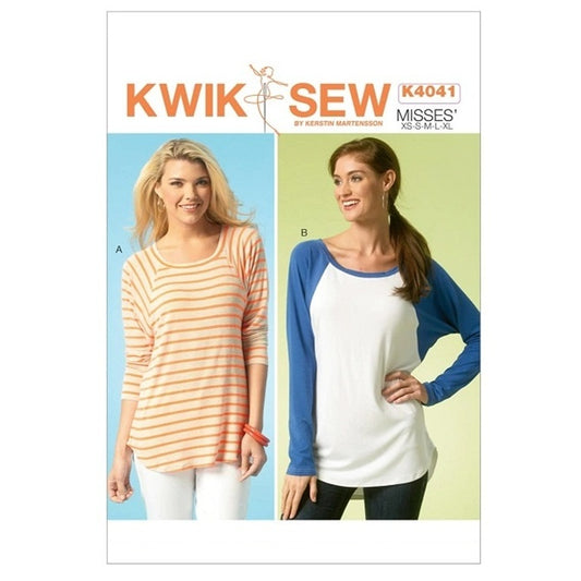 Sewing pattern cover with misses batwing raglan long sleeved top.