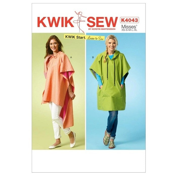 Sewing pattern cover with misses pullover poncho with hood.