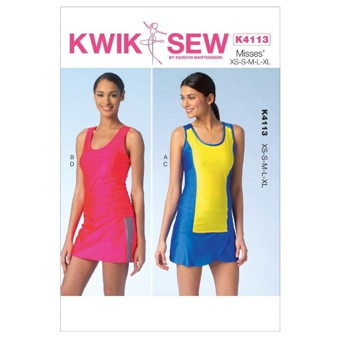 Sewing pattern cover with misses sports tops and skorts.