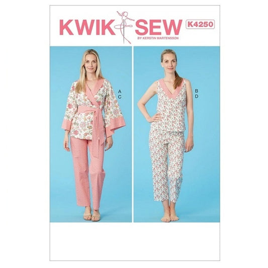 Pattern cover with misses belted top and pants.