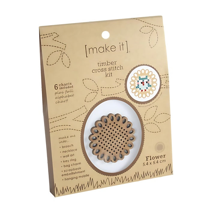 Flower design timber cross stitch kit.