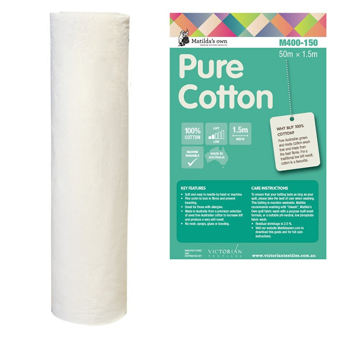 Roll of cotton batting with Matildas Own branding.