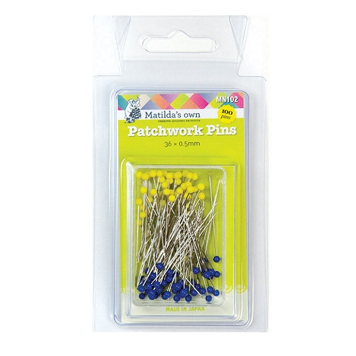 Packaged yellow and blue pins with Matilda's Own branding.