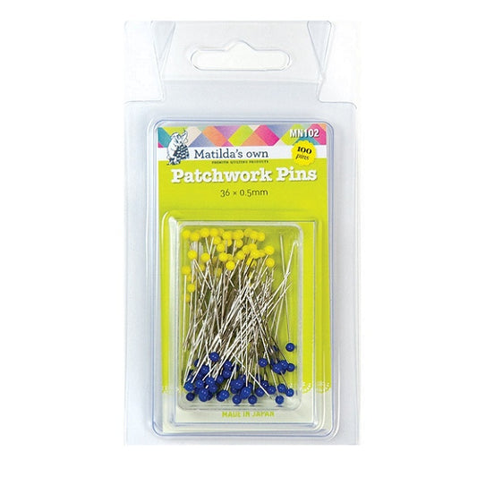 Packaged yellow and blue pins with Matilda's Own branding.