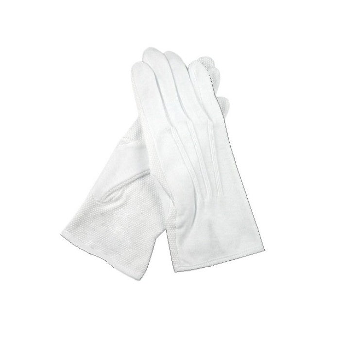 Pair of white cotton gloves.