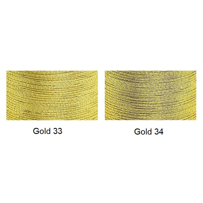 Chart with two gold thread swatches.