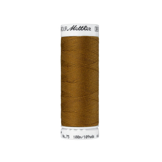 Spool of brown thread with Mettler branding.