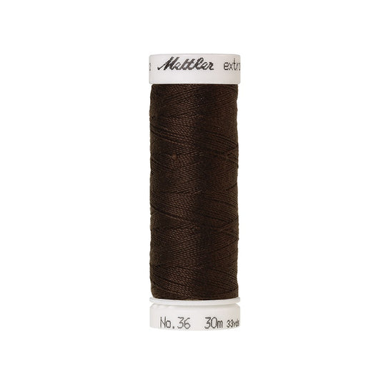 Spool of dark brown extra strong thread with Mettler branding.