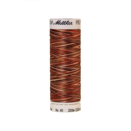 Spool of Mettler brown variegated thread.