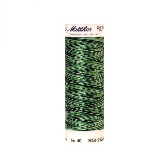 Spool of Mettler green variegated thread.