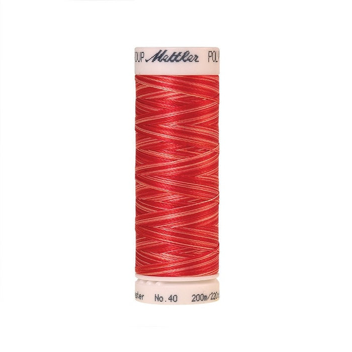 Spool of Mettler red variegated thread.