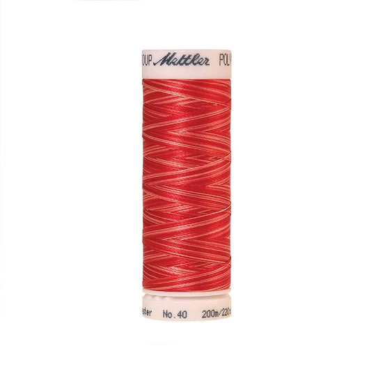 Spool of Mettler red variegated thread.