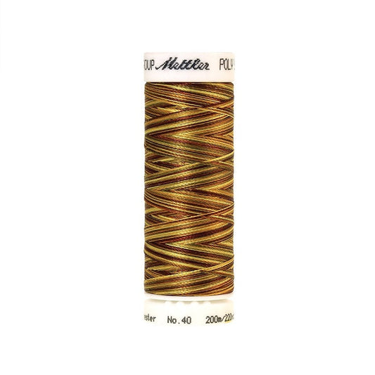 Spool of Mettler gold and bronze variegated thread.