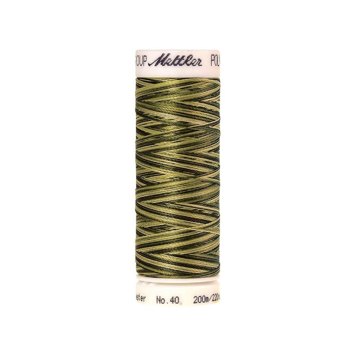 Spool of Mettler green variegated thread.
