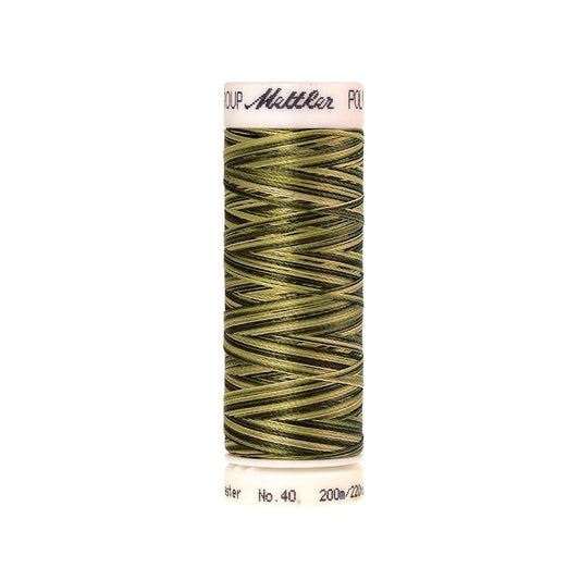 Spool of Mettler green variegated thread.