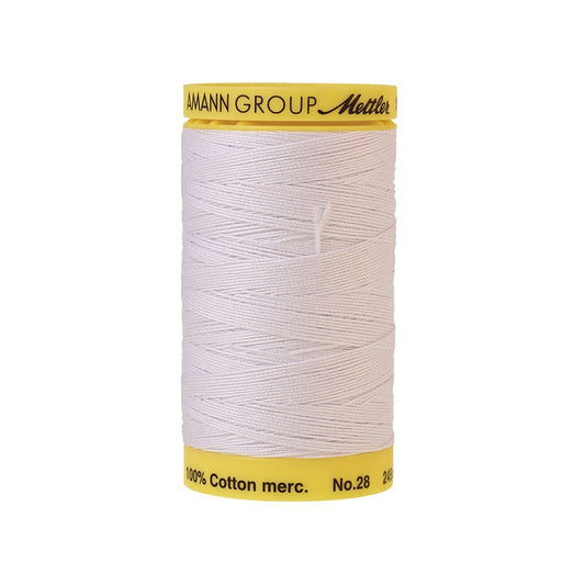 White thread with Mettler Cotton 28 branding.