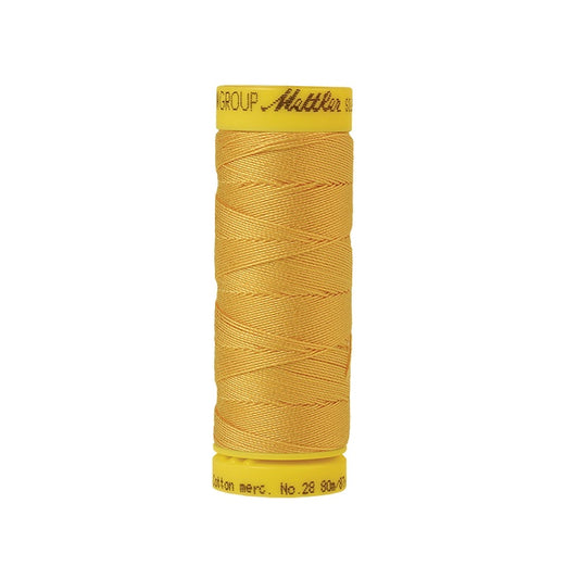Yellow thread with Mettler Cotton 28 branding.