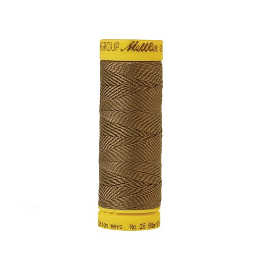Brown thread with Mettler Cotton 28 branding.