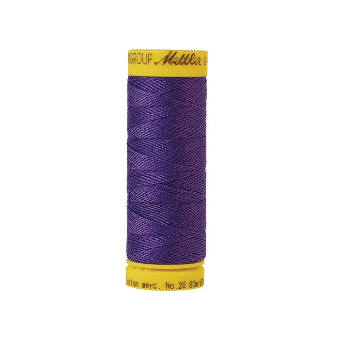 Purple thread with Mettler Cotton 28 branding.
