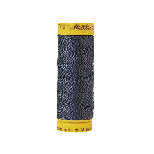 Blue grey thread with Mettler Cotton 28 branding.